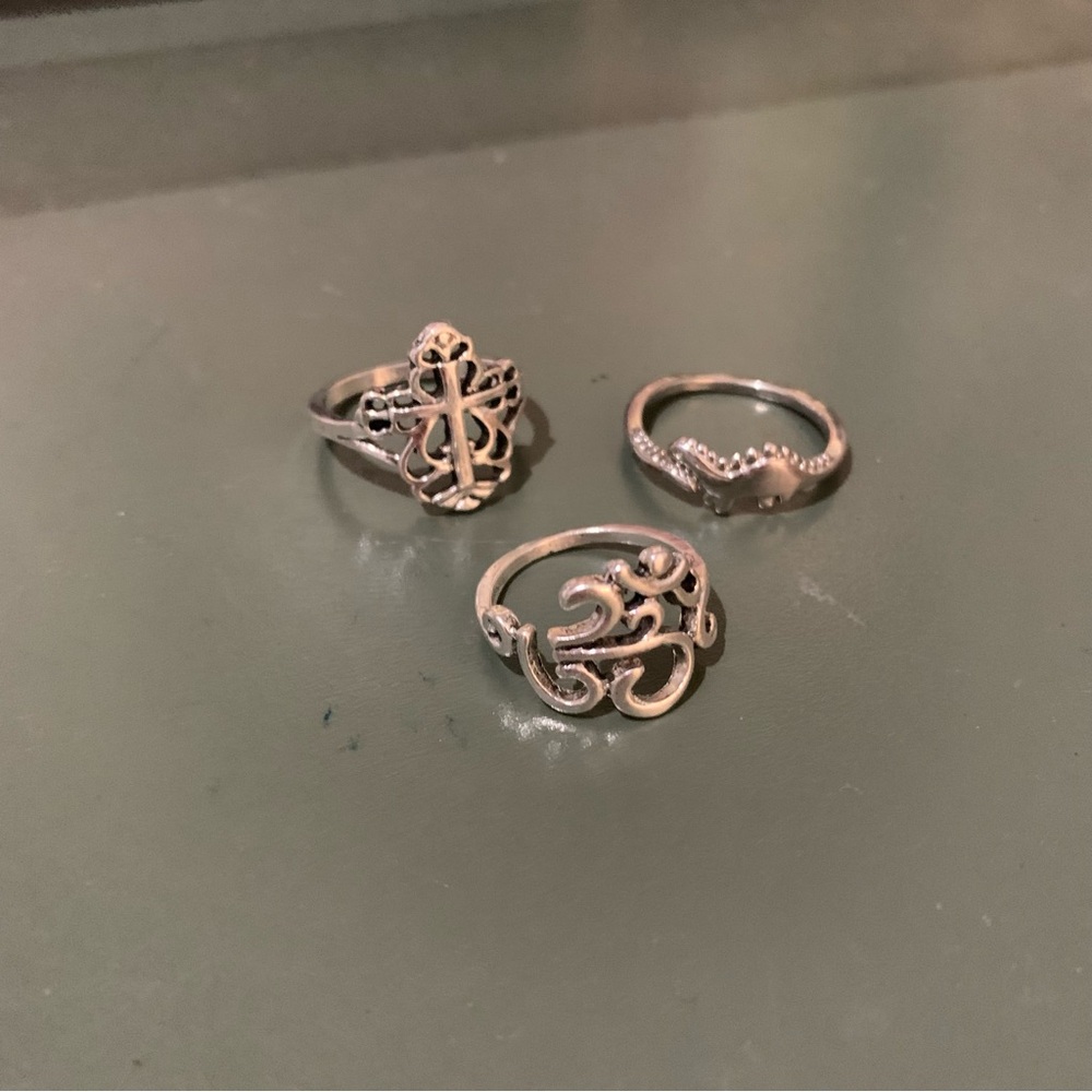 Three Silvertone Rings